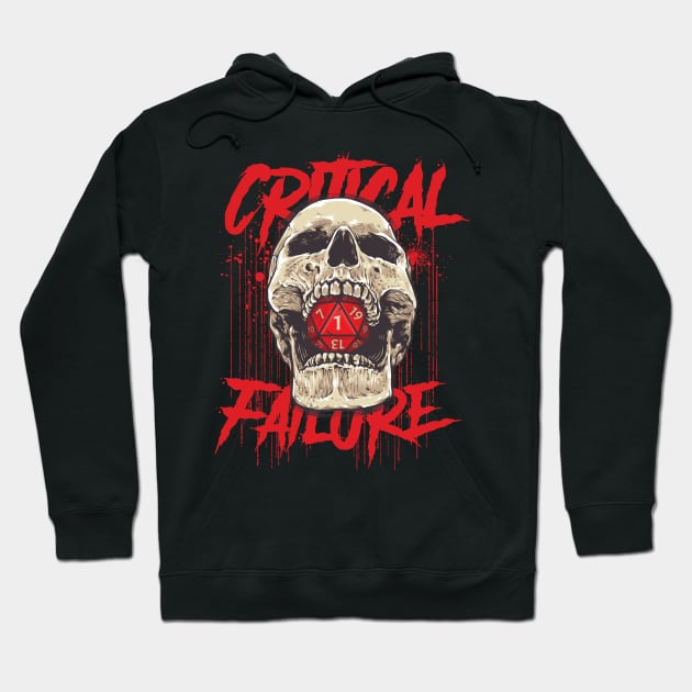 DND D20 Critical Fail Dice Roll Bloody RPG Hoodie by NerdGamePlus